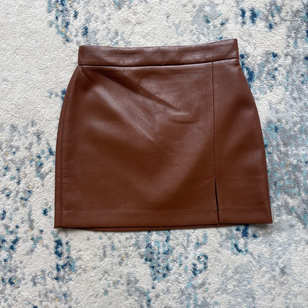 Aritzia Wilfred Patio Mini Skirt - Vegan Leather - Brown - Size: 2